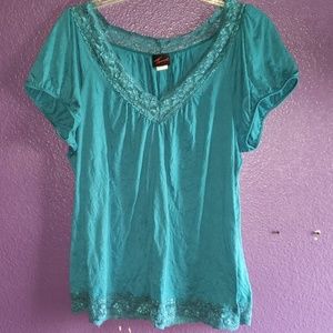 PLUS Torrid lace trimmed v-neck top